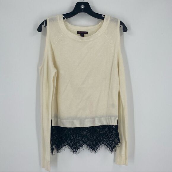 Material Girl Women’s Round Neck Cut Out Cold Shoulder Long Sleeve Sweater M - Picture 1 of 7